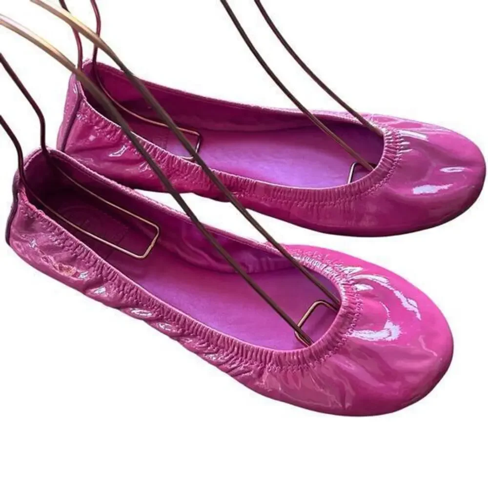 Tory Burch ballet flats size 7 pink Mini Packable patent leather lightweight‎